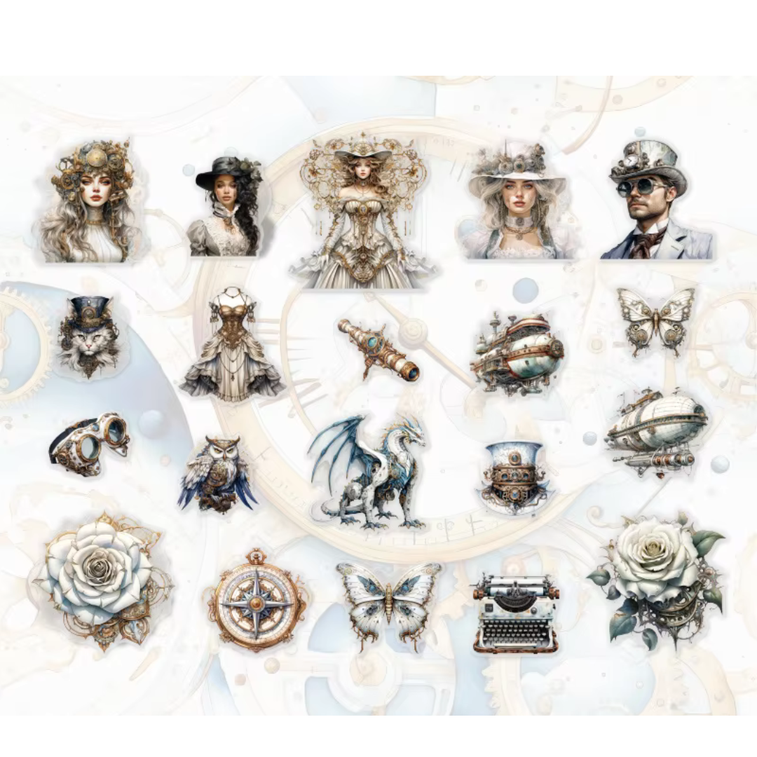 Retro Steampunk Sticker Series