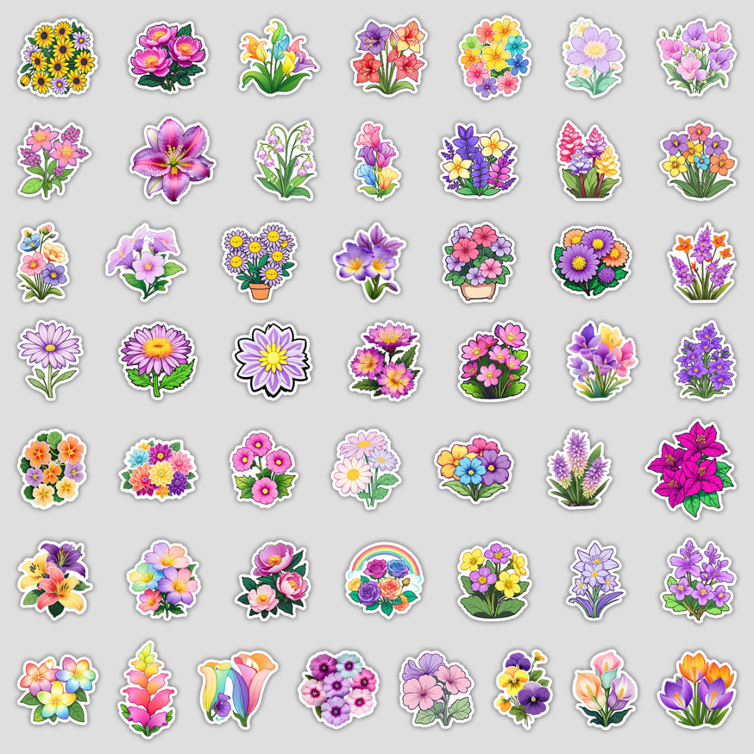 Colour Pop Flowers 50 Piece Sticker Pack
