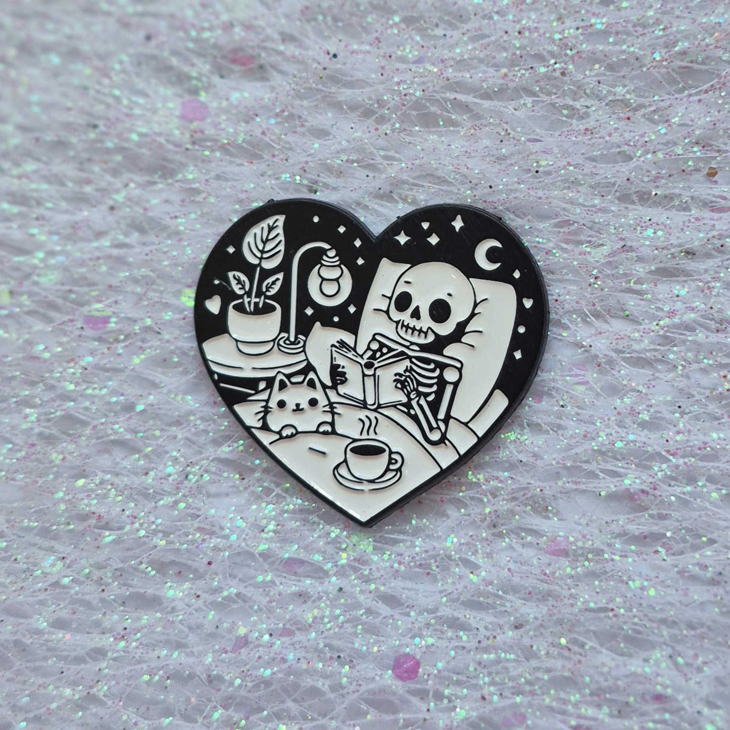 I Heart Skeleton Nights Enamel Alloy Pin