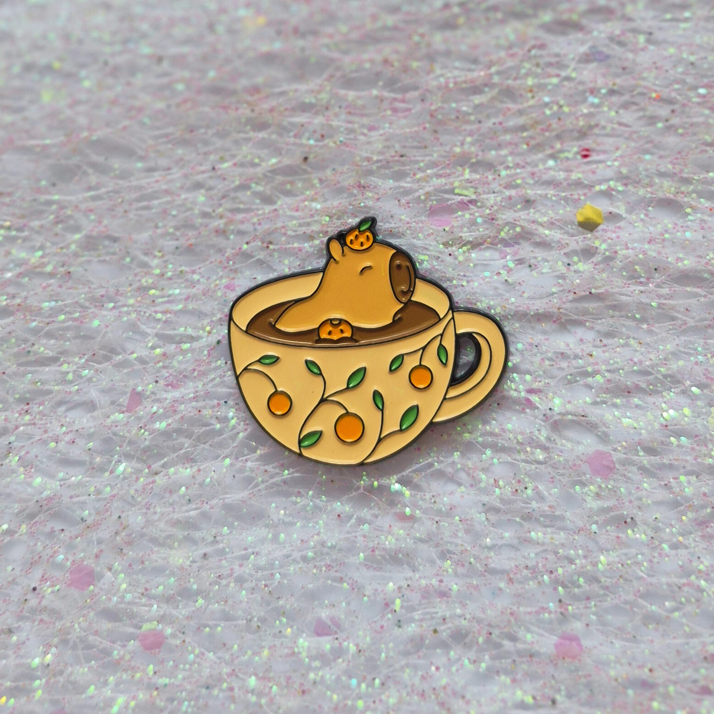 Capybara in a Teacup Enamel Alloy Pin