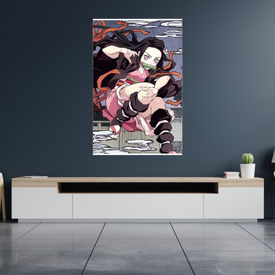 Demon Slayer Nezuko in Action Wall Scroll