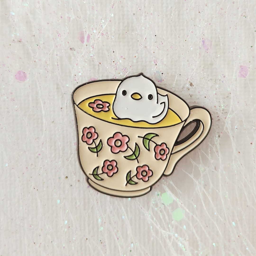 Duck in a Teacup Enamel Pin
