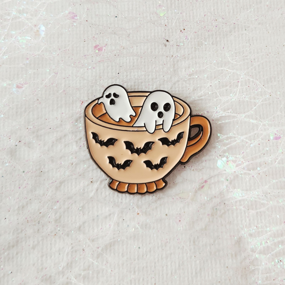 Ghosts in Teacup Enamel Pin