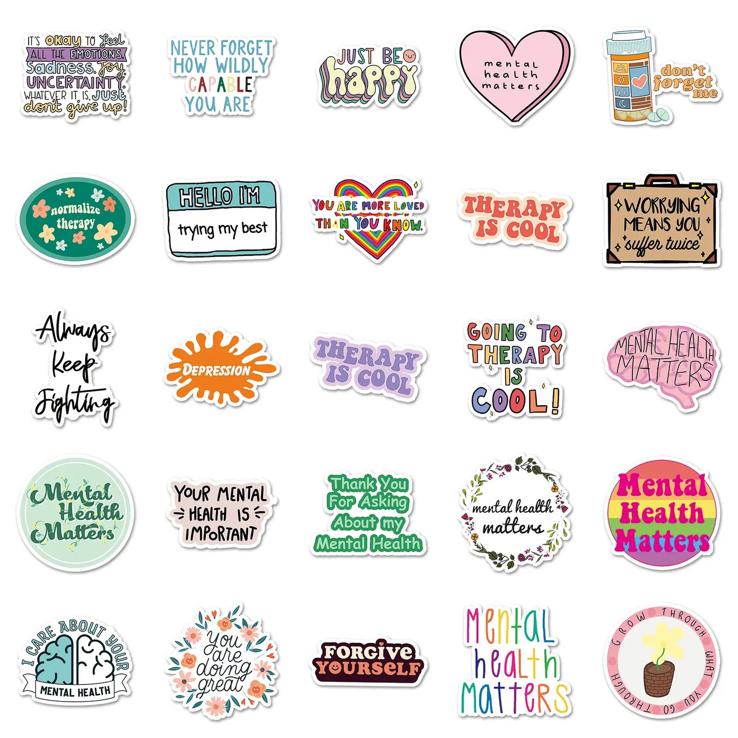 Mental Health Expressions 50 Pack Stickers
