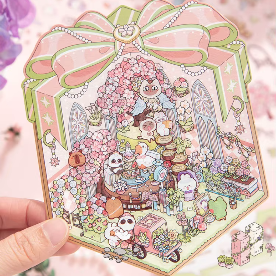 Flower Gift Box DIY Isometric Sticker Scene