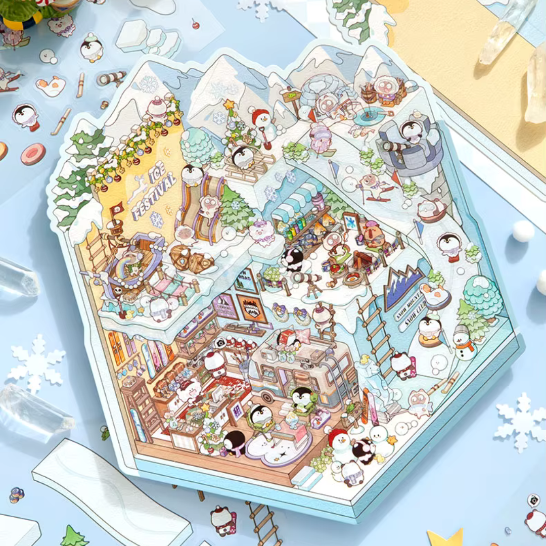Ice Snow World Jumbo Isometric Sticker Scene