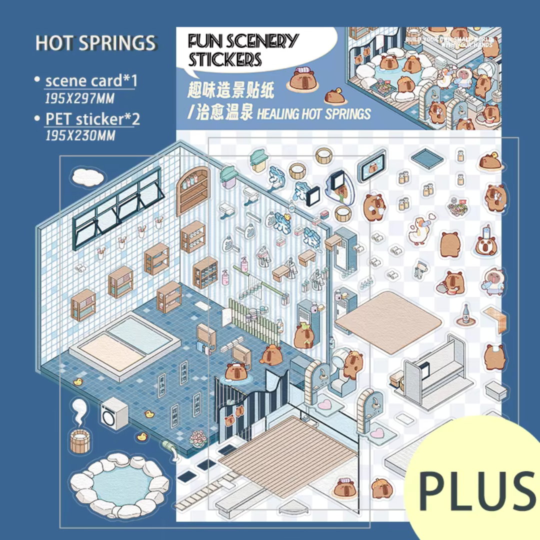 Hot Springs Jumbo Isometric Sticker Scene