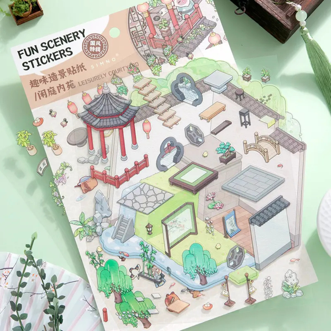 Leisure Courtyard Jumbo Isometric Sticker Scene