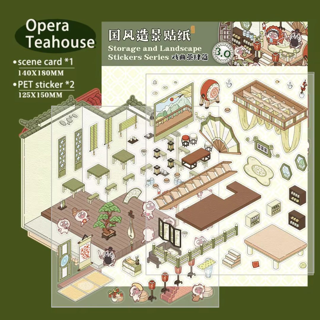 Opera Tea House DIY Isometric Sticker Scene