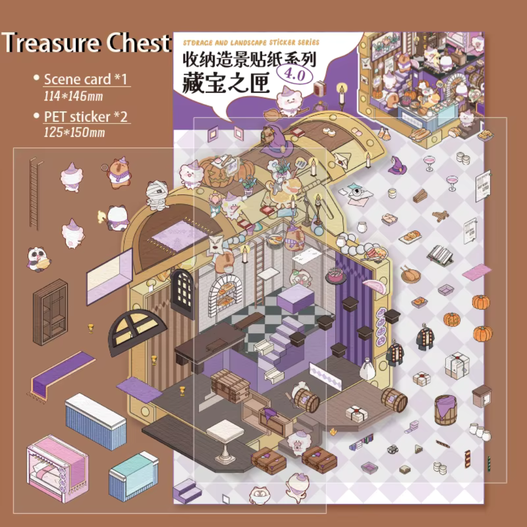 Treasure Chest DIY Isometric Sticker Scene