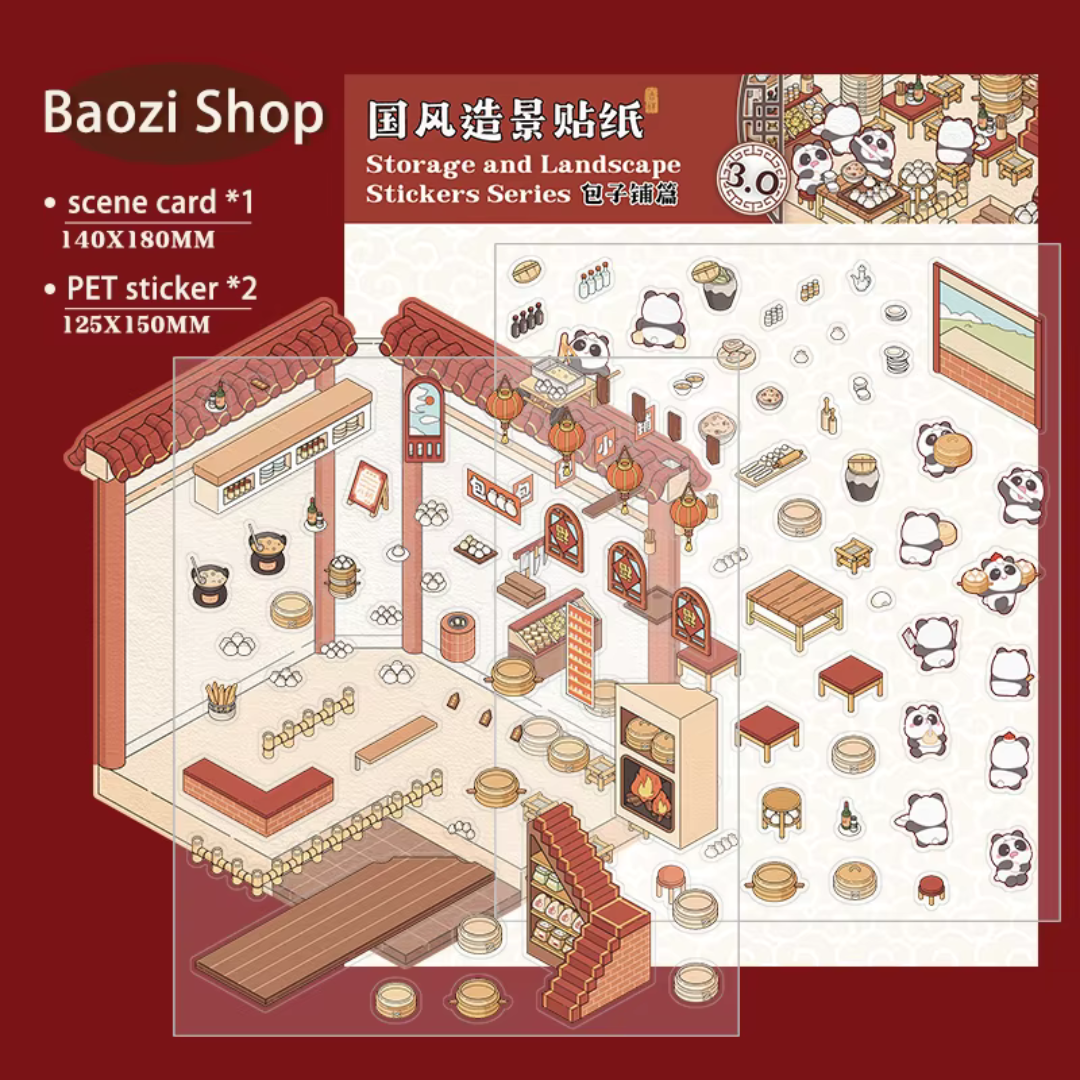 Baozi Shop DIY Isometric Sticker Scene