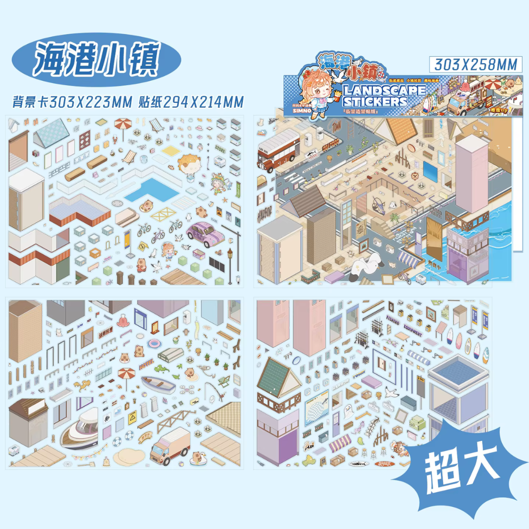 Harbour Isometric Sticker Scene