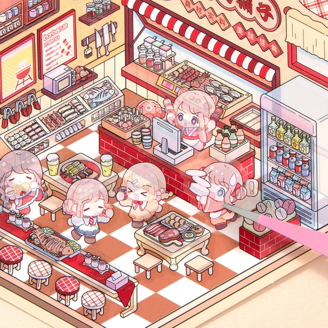 Barbeque Isometric Sticker Scene