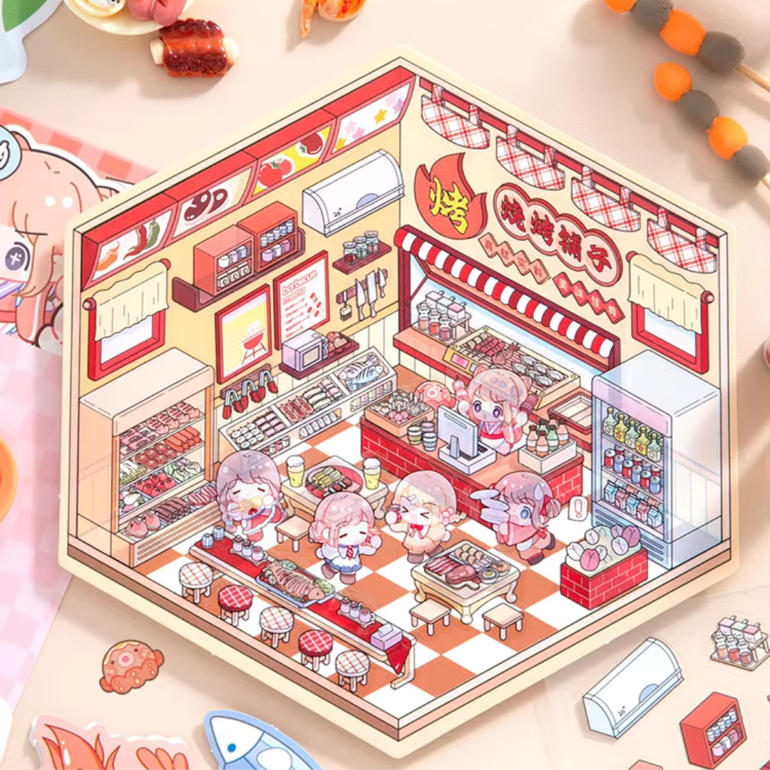 Barbeque Isometric Sticker Scene