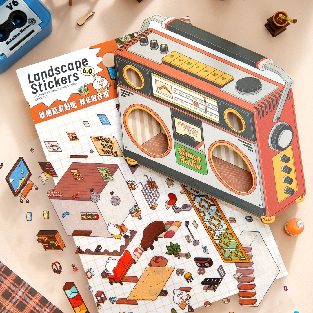 Retro Radio Isometric Sticker Scene