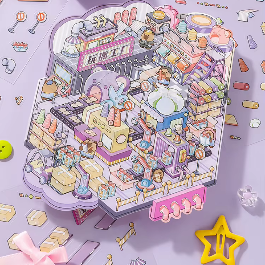 Bear Dream Factory Isometric Sticker Scene