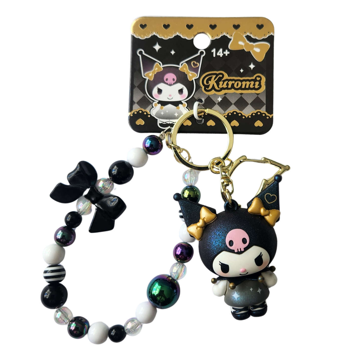 Kuromi Glitter Goth Black Keychain