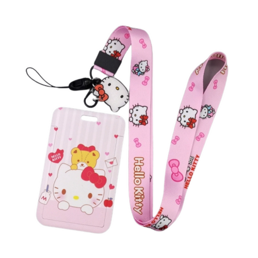 Hello Kitty and Teddy ID Card Holder and Lanyard
