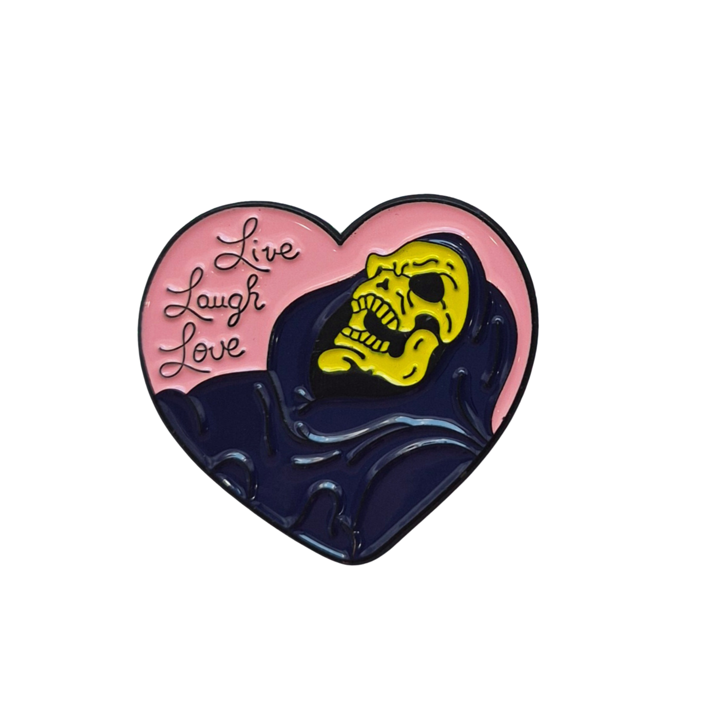 Skeletor Live Laugh Love Enamel Alloy Pin