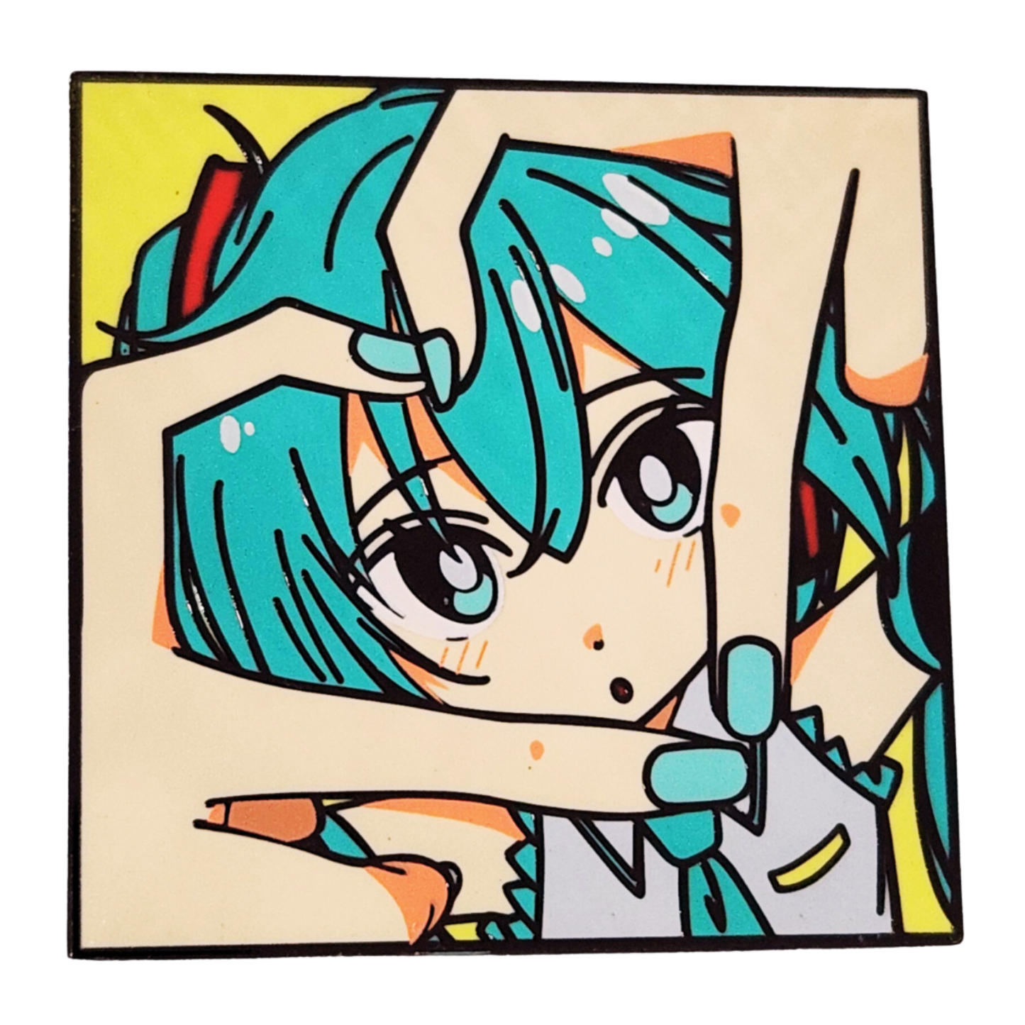 Hatsune Miku Framed Portrait Alloy Brooch