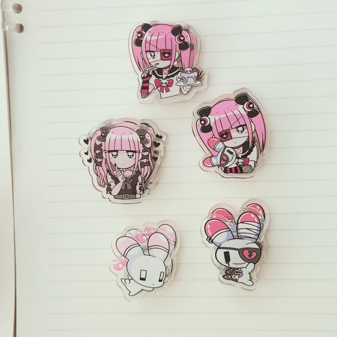 Gothic Bunny & Girl Acrylic Paper Clamps