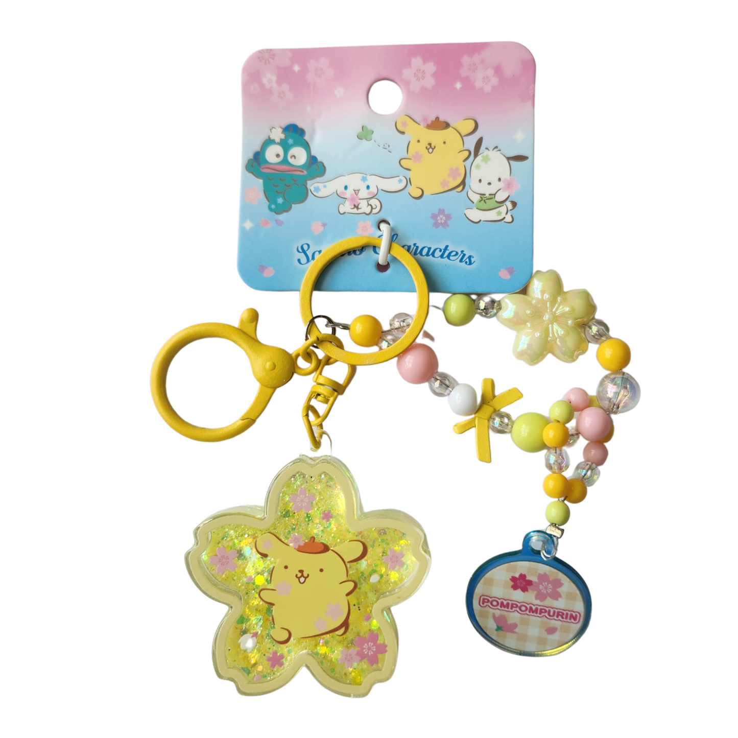 Pompompurin Sakura Glitter Keychain
