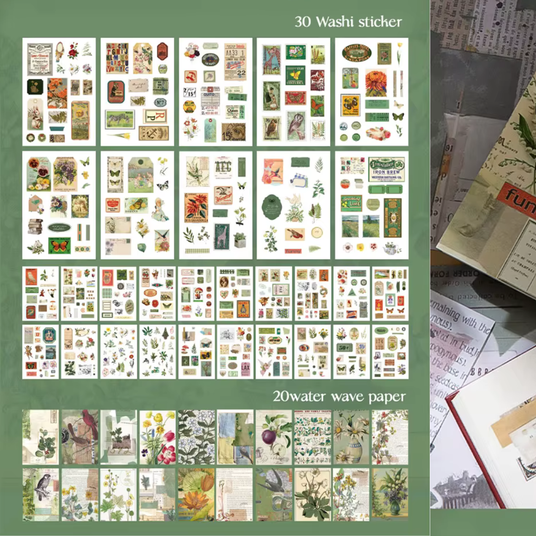 Poems In The Forest Vintage Sticker and Paper Book
