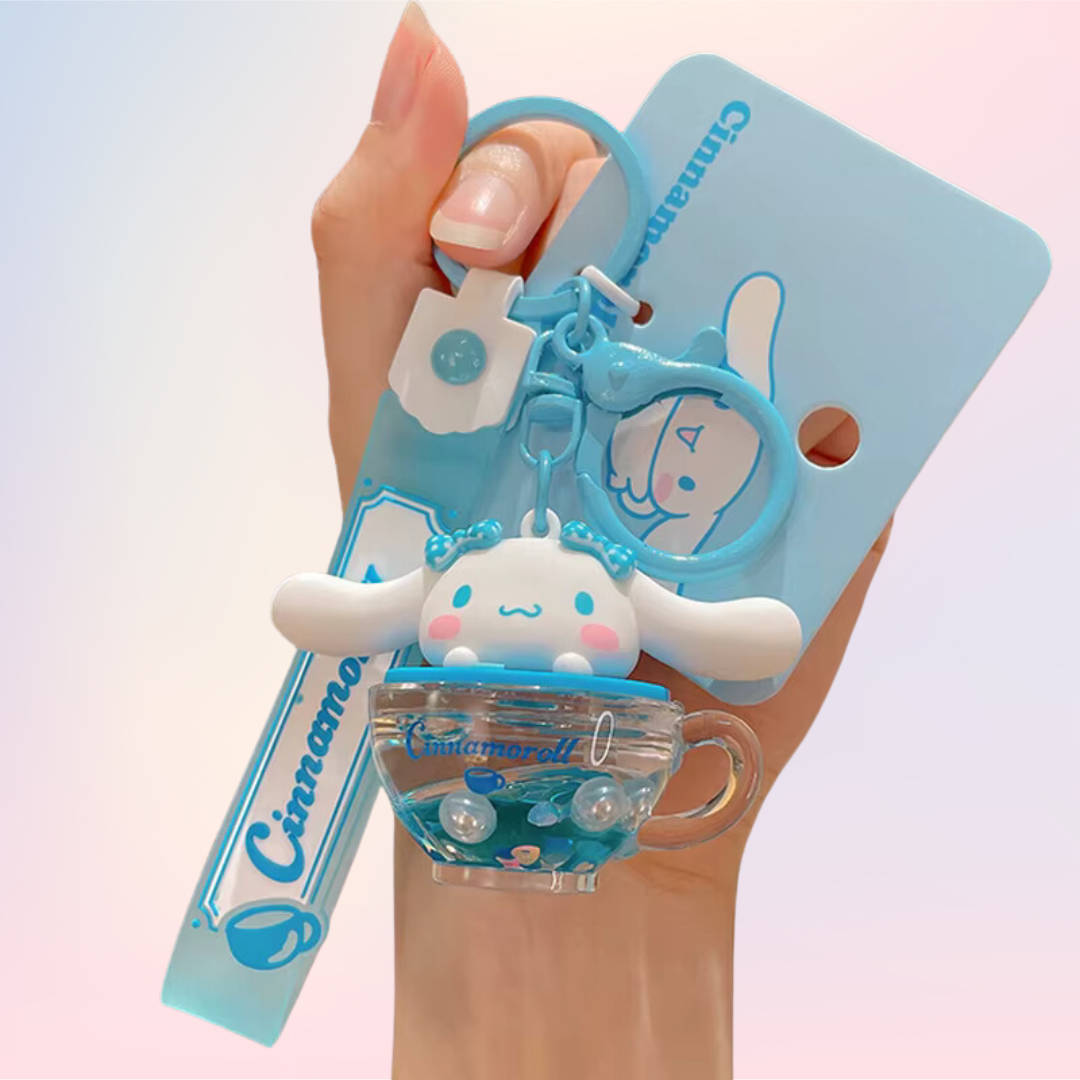 Cinnamoroll Pearls and Sparkle Teacup Keychain
