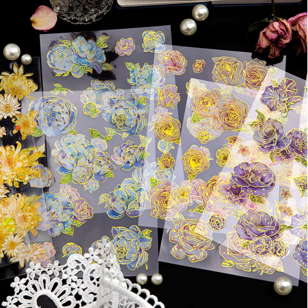 Gold Foil Mountain and Wild Flower Stickers