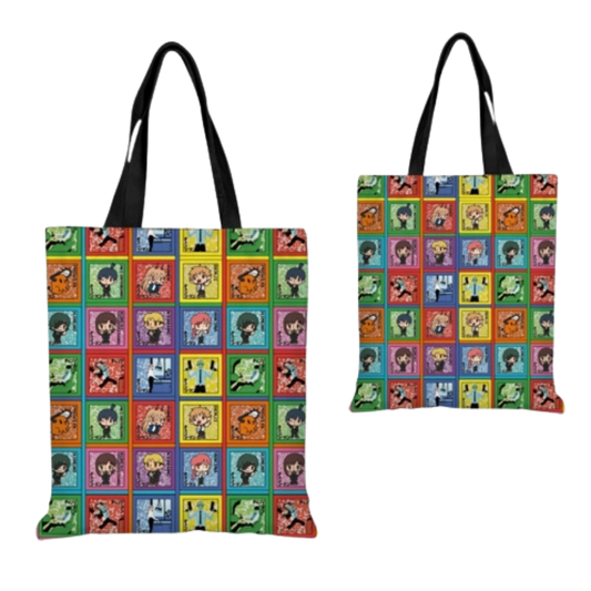 Chainsaw Man Chibi Grid Tote Bag