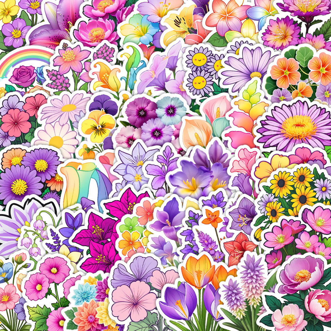 Colour Pop Flowers 50 Piece Sticker Pack