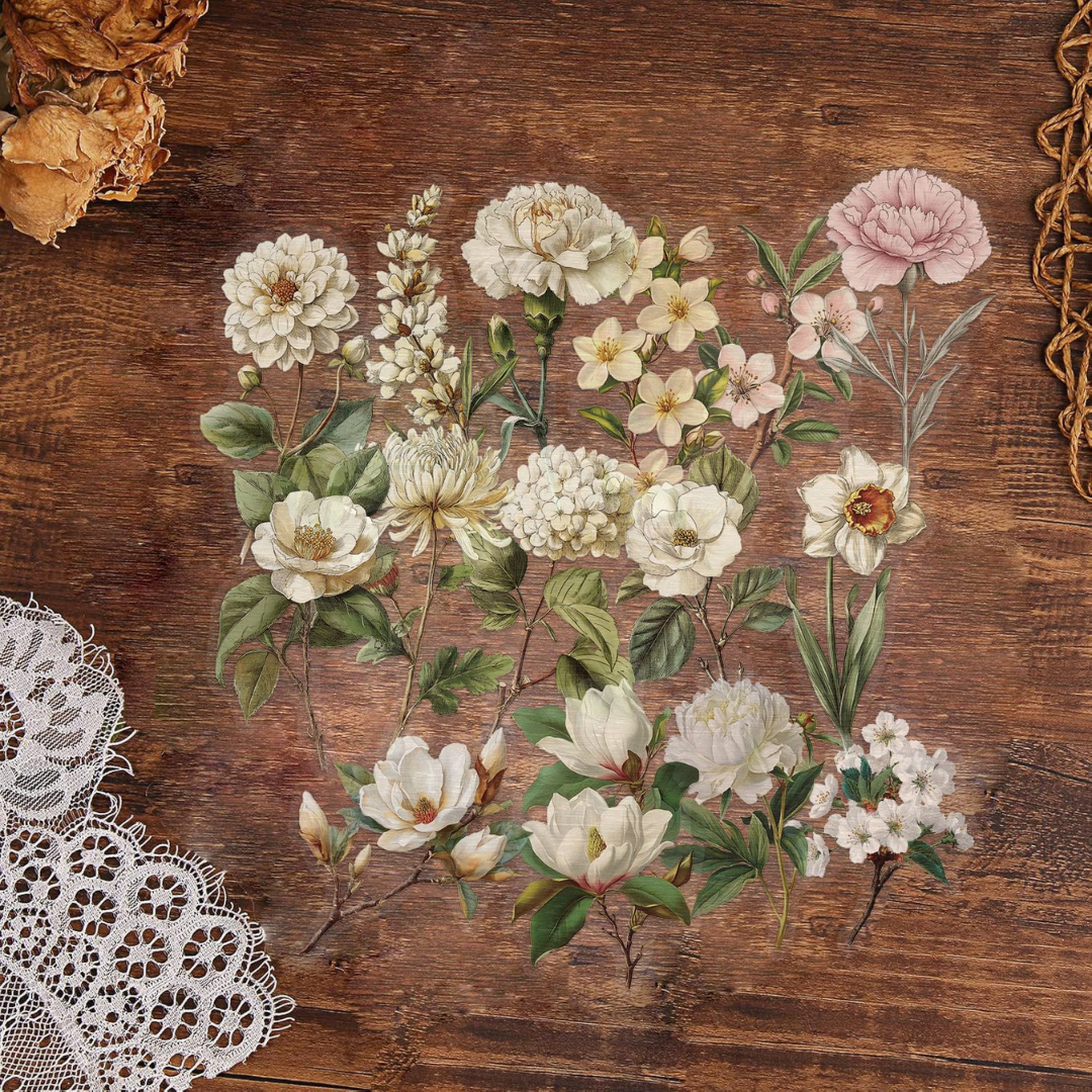 White Flower Mix 50 Pack Stickers