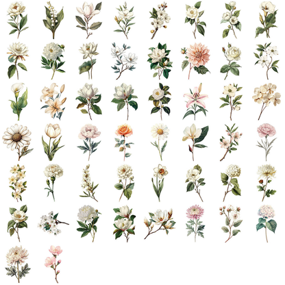 White Flower Mix 50 Pack Stickers
