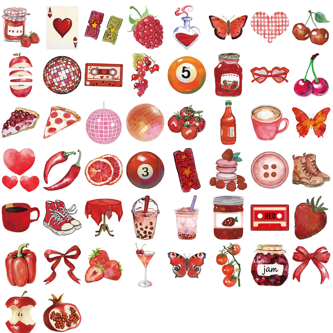 Red Favourites 50 Pack Stickers