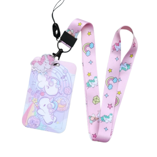Kawaii Unicorn ID Card and Lanyard