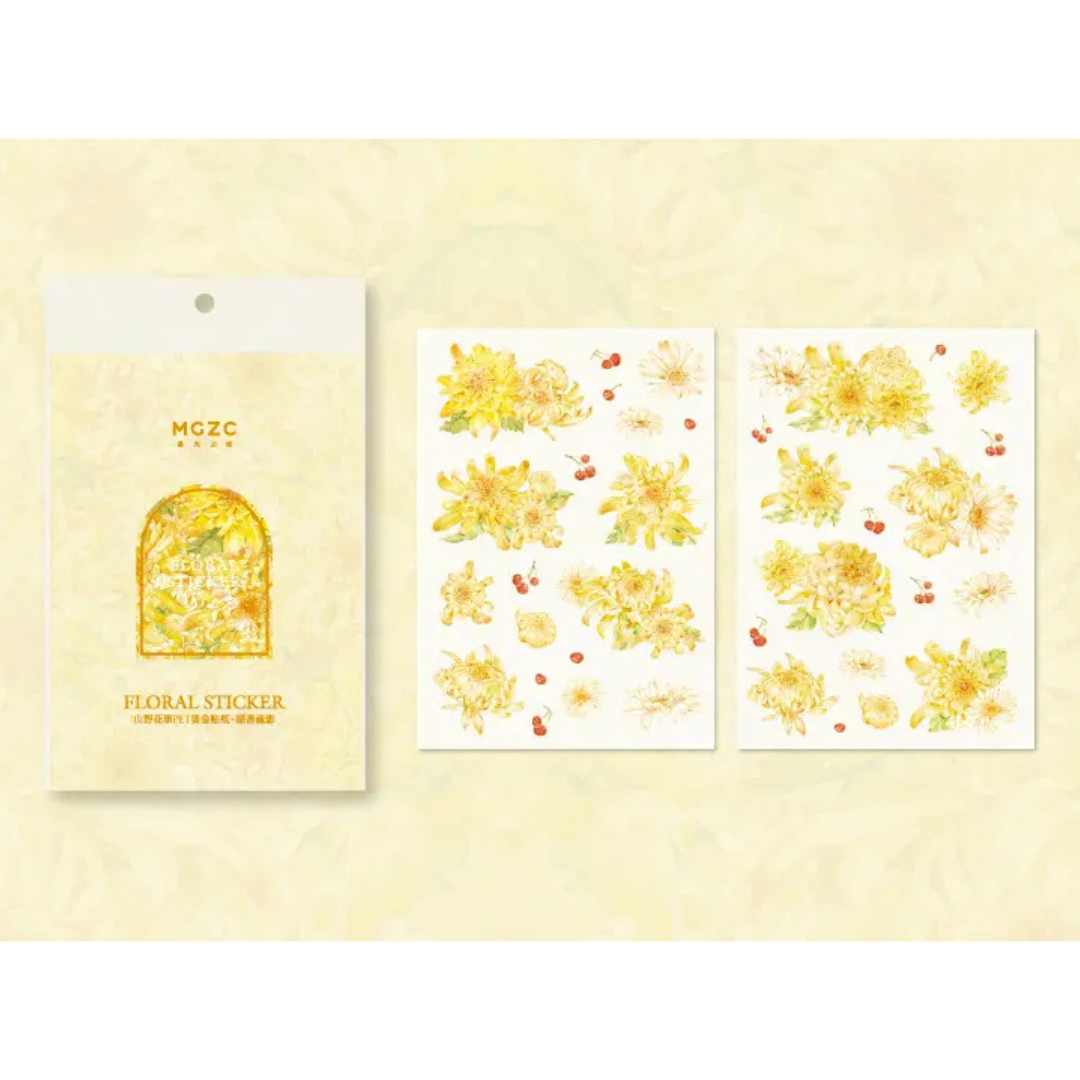 Gold Foil Mountain and Wild Flower Stickers