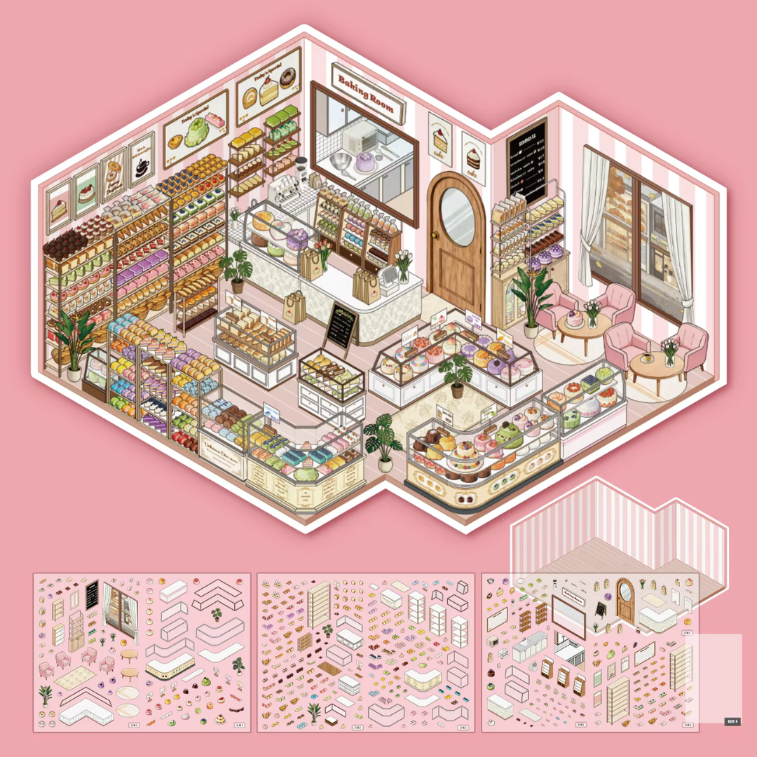 Sweet and Savoury Bakery Isometric Sticker Scene