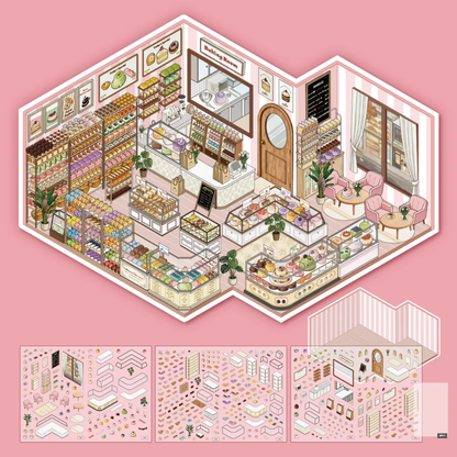 Sweet and Savoury Bakery Isometric Sticker Scene