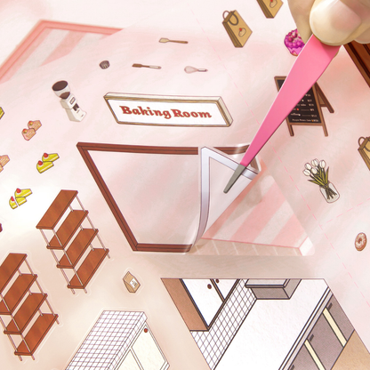 Sweet and Savoury Bakery Isometric Sticker Scene