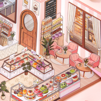 Sweet and Savoury Bakery Isometric Sticker Scene