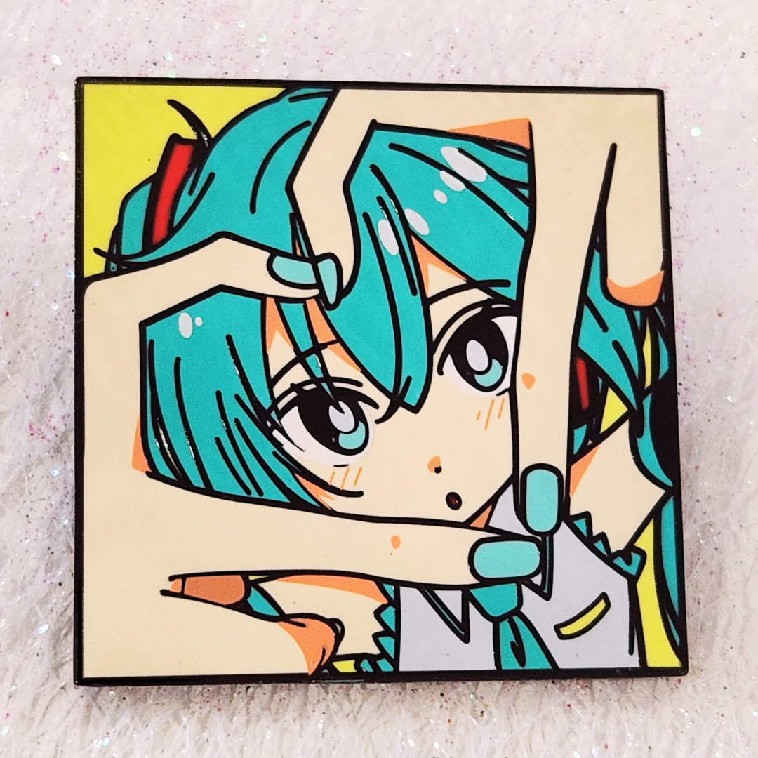 Hatsune Miku Framed Portrait Alloy Brooch