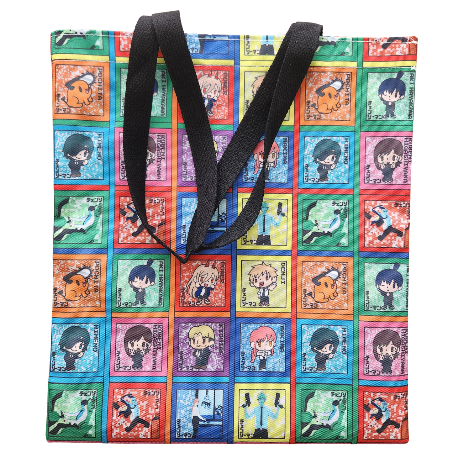 Chainsaw Man Chibi Grid Tote Bag