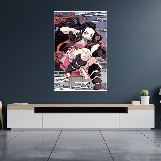 Demon Slayer Nezuko in Action Wall Scroll