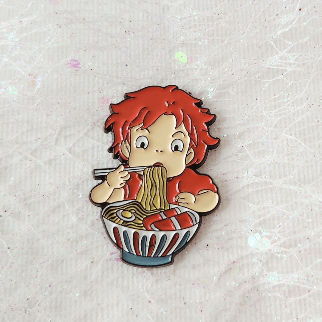 Ponyo Eating Ramen Enamel Pin