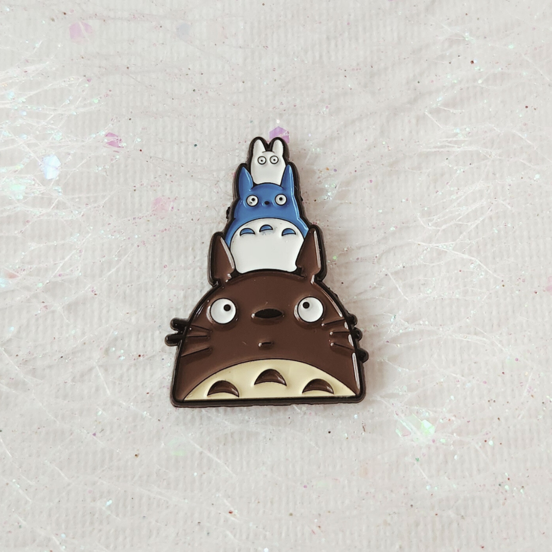 Stacked Totoro Trio Enamel Pin