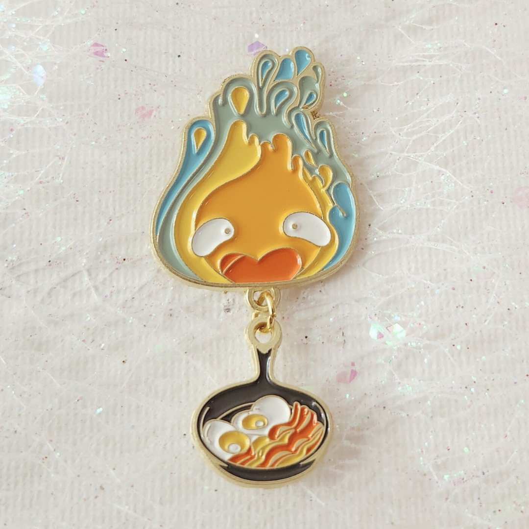 Calcifer Cooking Pan Dangle Enamel Pin