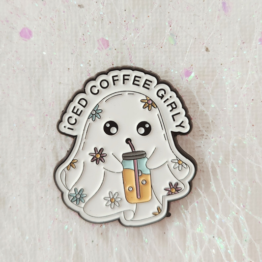 Iced Coffee Girly Ghost Enamel Pin