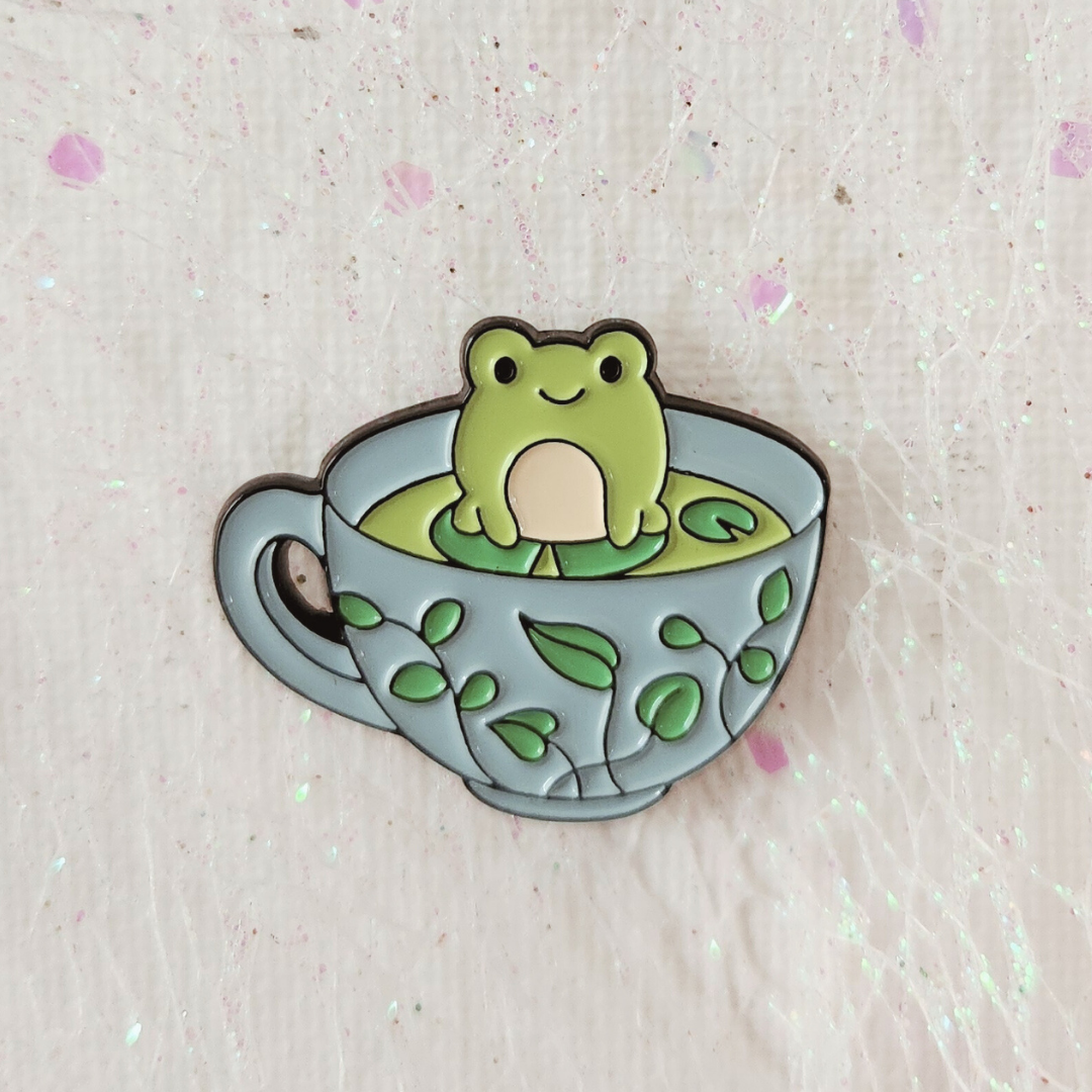 Frog in a Teacup Enamel Pin