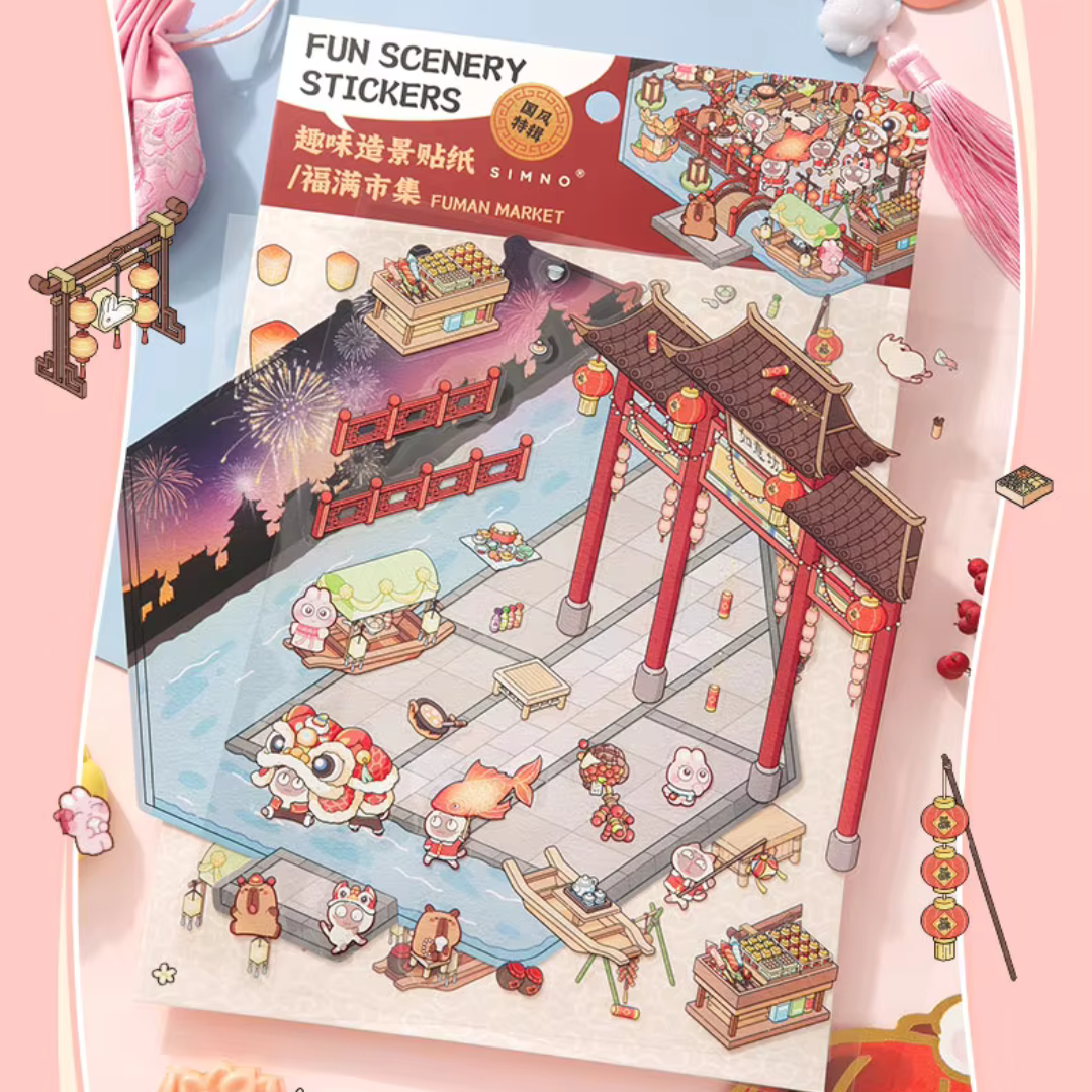 Market Festival Isometric Sticker Scene