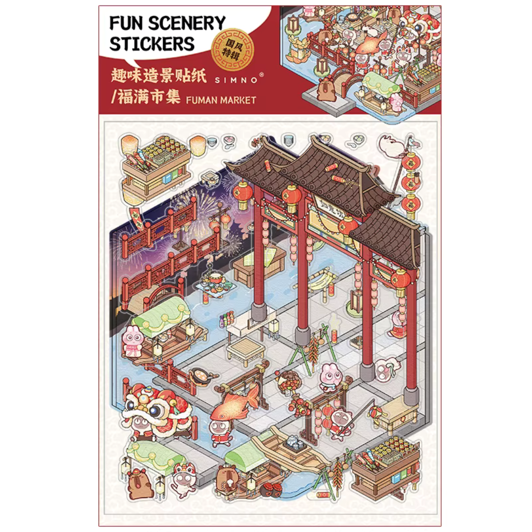 Market Festival Isometric Sticker Scene